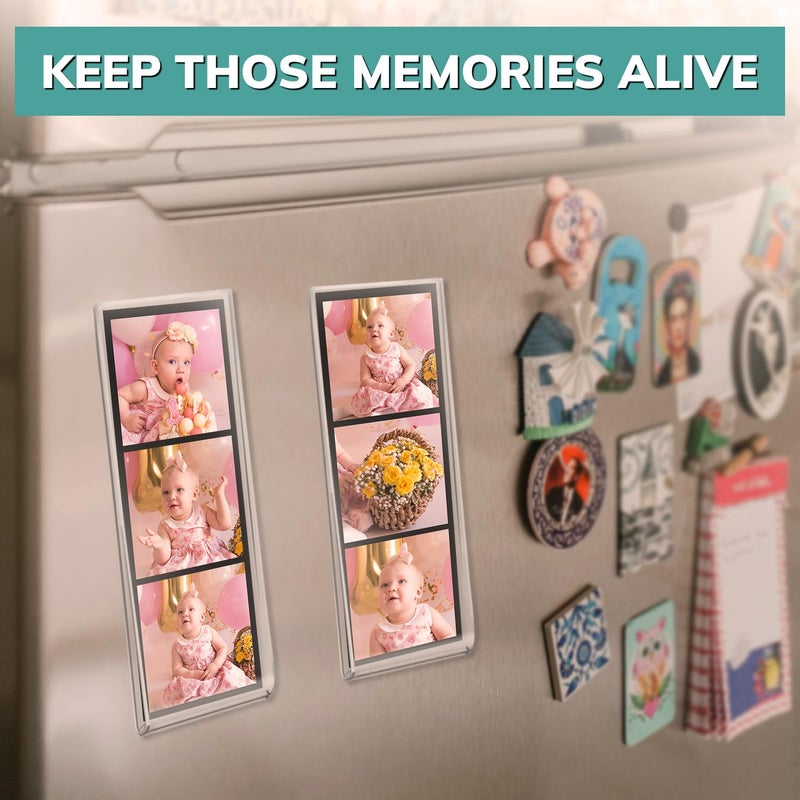 pbf PHOTO BOOTH FRAMES 2x6 Magnetic Picture Frames for Refrigerator | 2 x 6 Clear Magnetic Acrylic Frames for Photo Strips | Magnetic Photo Holders for Fridge, Locker, Sign Holder (100-Pack) - Image 3